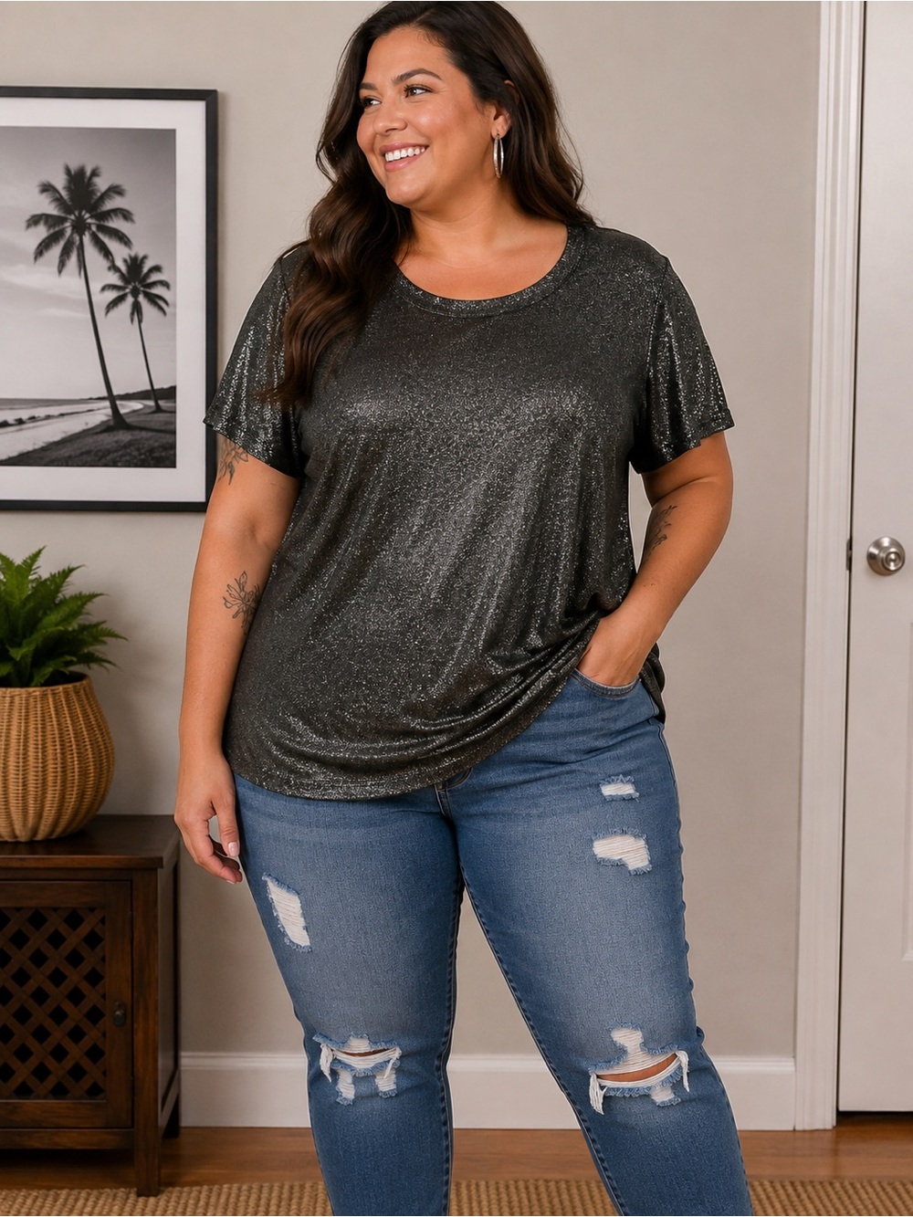 NWT Maurices Shimmer Short Sleeve Top – Size 0X